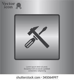 Hammer and Screwdriver Icon. Vector illustration