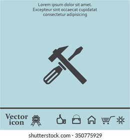 Hammer and Screwdriver Icon. Vector illustration