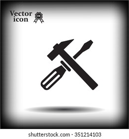 Hammer and Screwdriver Icon. Vector illustration