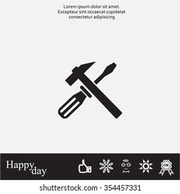 Hammer and Screwdriver Icon. Vector illustration