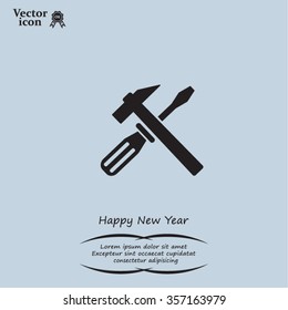 Hammer and Screwdriver Icon. Vector illustration