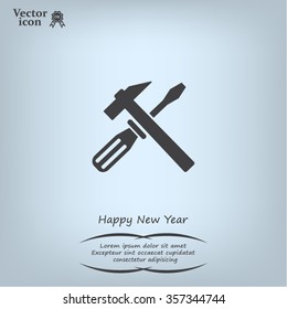 Hammer and Screwdriver Icon. Vector illustration