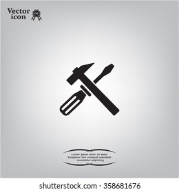 Hammer and Screwdriver Icon. Vector illustration