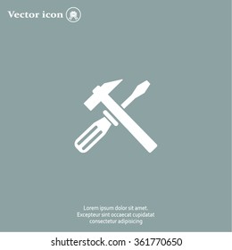 Hammer and Screwdriver Icon. Vector illustration