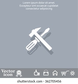 Hammer and Screwdriver Icon. Vector illustration