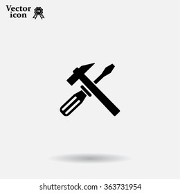 Hammer and Screwdriver Icon. Vector illustration