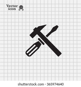 Hammer and Screwdriver Icon. Vector illustration