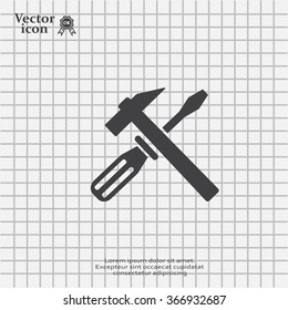 Hammer and Screwdriver Icon. Vector illustration