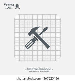 Hammer and Screwdriver Icon. Vector illustration