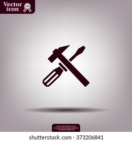 Hammer and Screwdriver Icon. Vector illustration