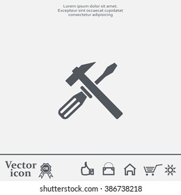 Hammer and Screwdriver Icon. Vector illustration
