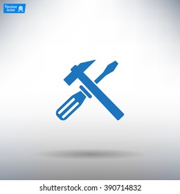 Hammer and Screwdriver Icon. Vector illustration