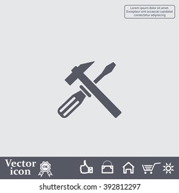 Hammer and Screwdriver Icon. Vector illustration