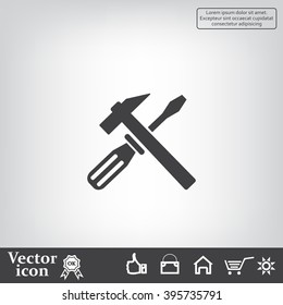 Hammer and Screwdriver Icon. Vector illustration