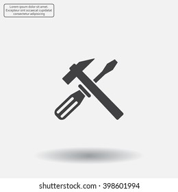 Hammer and Screwdriver Icon. Vector illustration