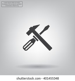 Hammer and Screwdriver Icon. Vector illustration