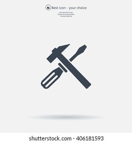Hammer and Screwdriver Icon. Vector illustration