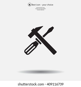 Hammer and Screwdriver Icon. Vector illustration