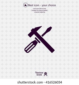 Hammer and Screwdriver Icon. Vector illustration