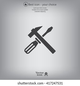 Hammer and Screwdriver Icon. Vector illustration