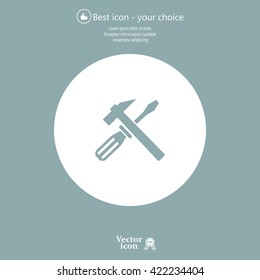 Hammer and Screwdriver Icon. Vector illustration