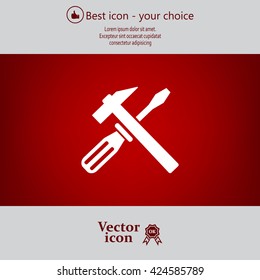 Hammer and Screwdriver Icon. Vector illustration