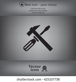 Hammer and Screwdriver Icon. Vector illustration