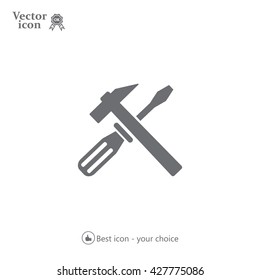 Hammer and Screwdriver Icon. Vector illustration