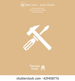 Hammer and Screwdriver Icon. Vector illustration