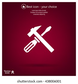 Hammer and Screwdriver Icon. Vector illustration