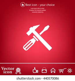 Hammer and Screwdriver Icon. Vector illustration
