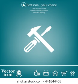Hammer and Screwdriver Icon. Vector illustration