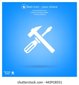 Hammer and Screwdriver Icon. Vector illustration