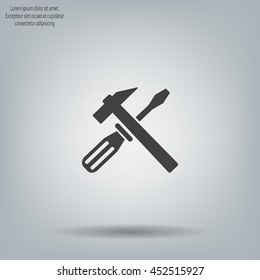 Hammer and Screwdriver Icon. Vector illustration