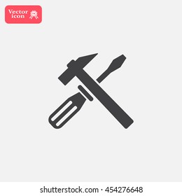 Hammer and Screwdriver Icon. Vector illustration