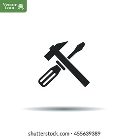 Hammer and Screwdriver Icon. Vector illustration