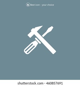 Hammer and Screwdriver Icon. Vector illustration