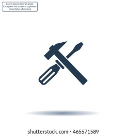 Hammer and Screwdriver Icon. Vector illustration