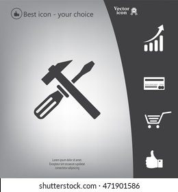 Hammer and Screwdriver Icon. Vector illustration