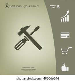 Hammer and Screwdriver Icon. Vector illustration