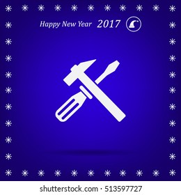 Hammer and Screwdriver Icon. Vector illustration