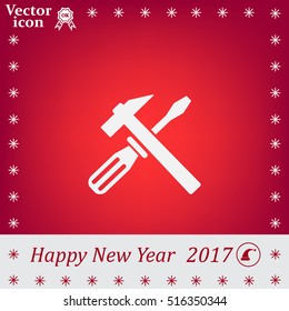 Hammer and Screwdriver Icon. Vector illustration