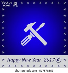 Hammer and Screwdriver Icon. Vector illustration