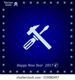 Hammer and Screwdriver Icon. Vector illustration