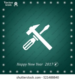 Hammer and Screwdriver Icon. Vector illustration