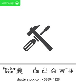 Hammer and Screwdriver Icon. Vector illustration