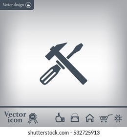 Hammer and Screwdriver Icon. Vector illustration