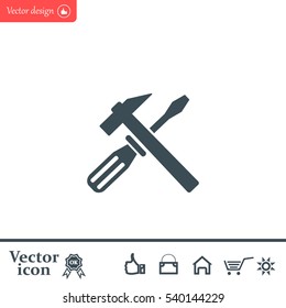 Hammer and Screwdriver Icon. Vector illustration