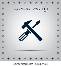 Hammer and Screwdriver Icon. Vector illustration