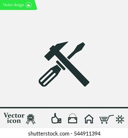 Hammer and Screwdriver Icon. Vector illustration